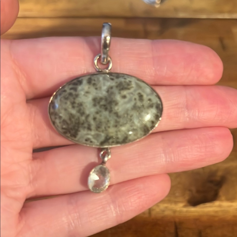 Pyrite and quartz pendant